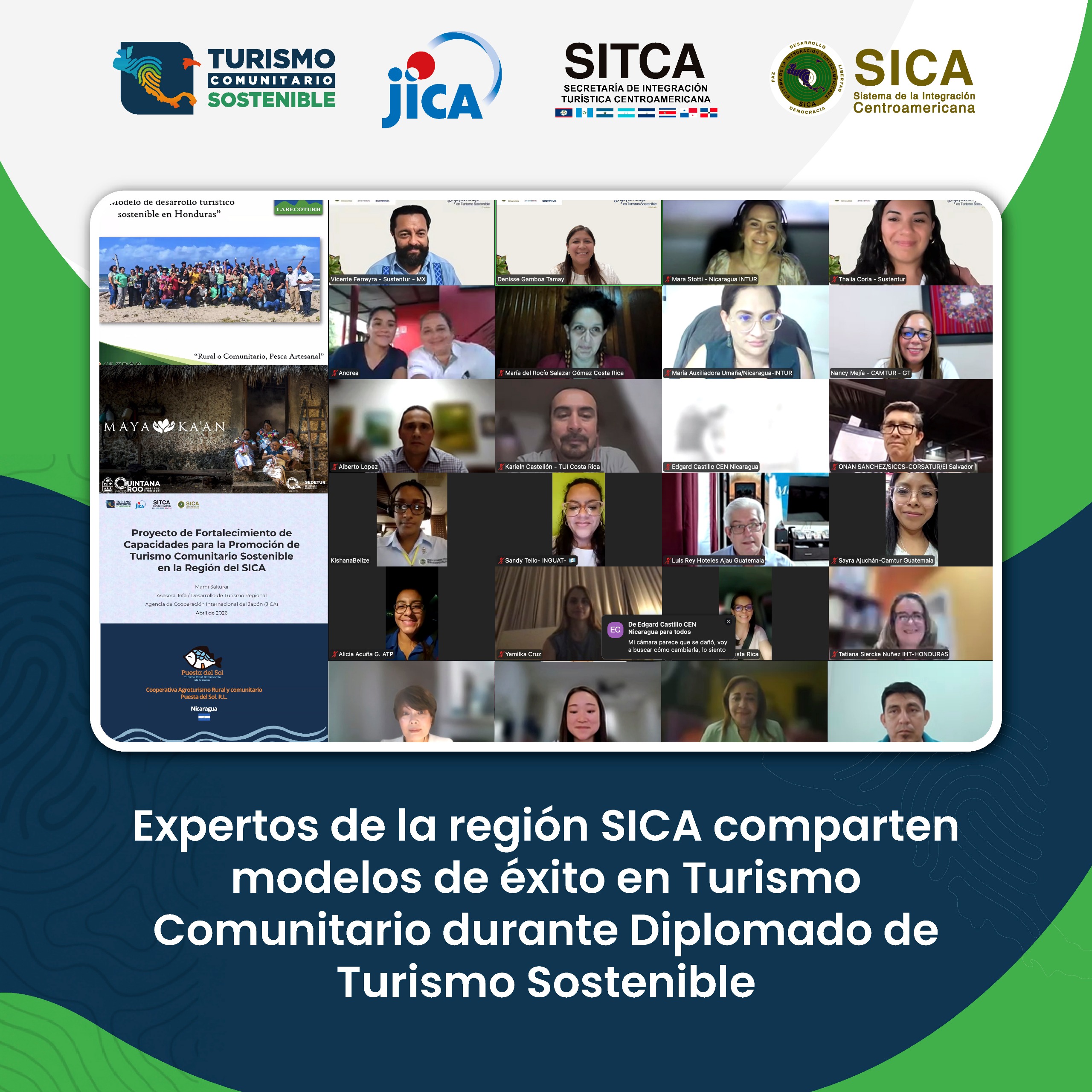 Expertos de la región SICA comparten modelos de éxito en Turismo Comunitario durante Diplomado de Turismo Sostenible